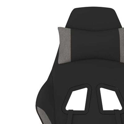 vidaXL Gamingstol med fotstöd och massage svart och ljusgrå tyg