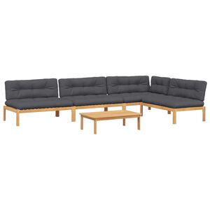 vidaXL Pallsoffgrupp f&ouml;r tr&auml;dg&aring;rden m. dynor 5 delar massivt akaciatr&auml;