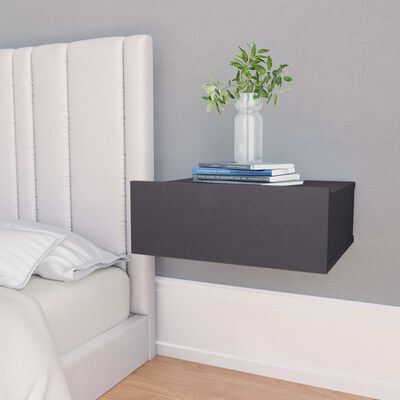 vidaXL Svävande sängbord 2 st grå 40x30x15 cm konstruerat trä