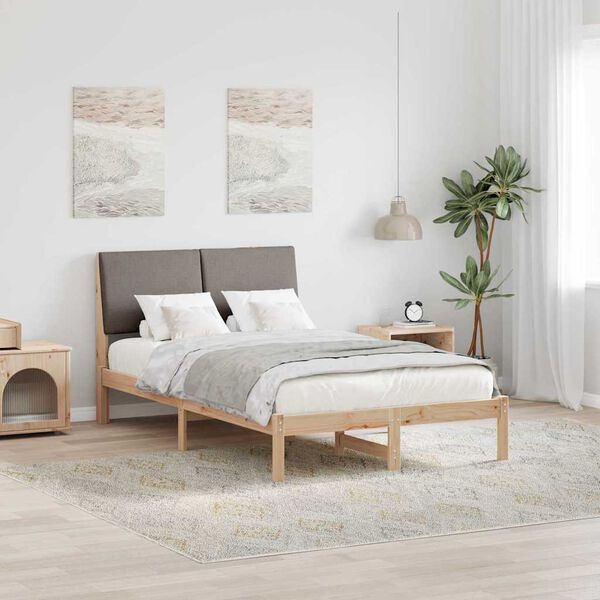 vidaXL S&auml;ngram med huvudgavel Brun och taupe 135 x 190 cm Massiv furu
