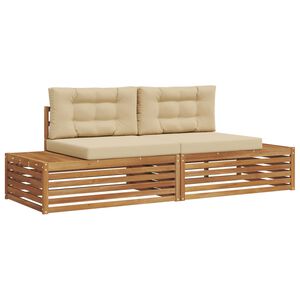vidaXL Utomhussoffset 2 st Naturlig och Beige Massivt Akaciatr&auml;