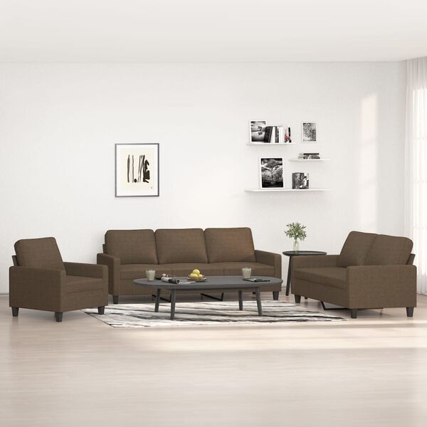 vidaXL Soffgrupp med dynor brun tyg