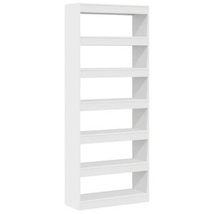 vidaXL Boksk&aring;p 6 niv&aring;er 80 x 30 x 198 cm Konstruerat tr&auml; Vit
