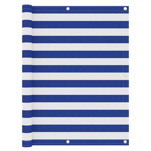 vidaXL Balkongsk&auml;rm vit och bl&aring; 120x500 cm oxfordtyg