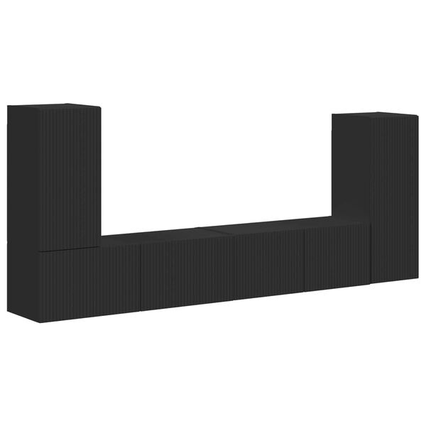 vidaXL TV-b&auml;nkset 4 pcs Svart Konstruerat tr&auml;