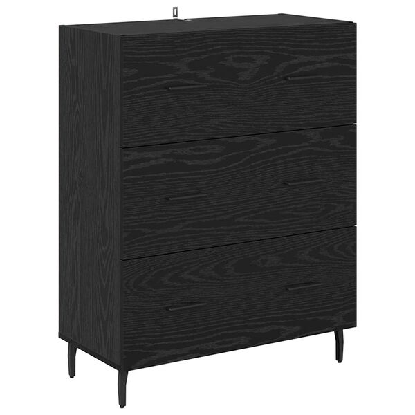 vidaXL Sideboard Svart Ek 69,5 x 34 x 90 cm Konstruerat tr&auml; och j&auml;rn