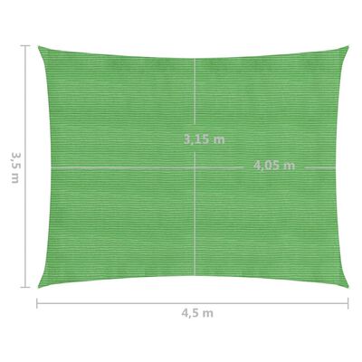 vidaXL Solsegel 160 g/m² ljusgrön 3,5x4,5 m HDPE