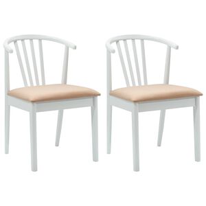 vidaXL Matstol 2 pcs Vit och brun Massivt gummitr&auml;