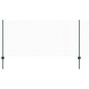 vidaXL Sexkantigt staket med stolpe 10 x 1 m PVC-belagda st&aring;l Gr&ouml;n