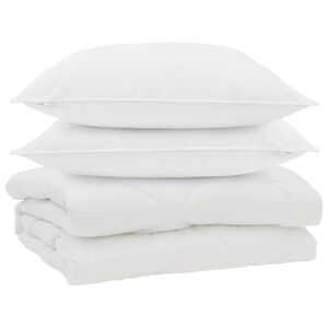 vidaXL Dunt&auml;cke med kudde 3 pcs Vit Mikrofiber