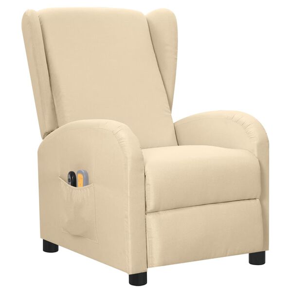 vidaXL Elektrisk massagefåtölj gräddvit tyg