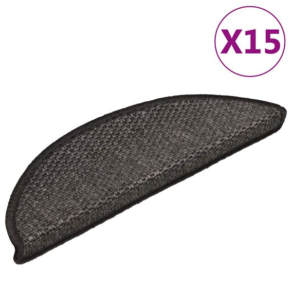 vidaXL Trappstegsmattor självhäftande sisal 15 st 56x17x3 cm antracit