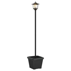 vidaXL Solamp f&ouml;r stolpe med planteringskruka Svart 32 x 32 x 158 cm