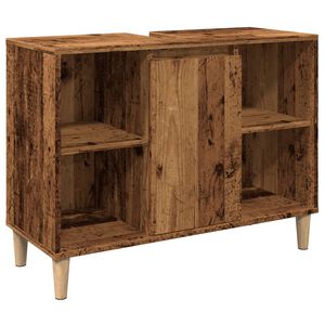 vidaXL Badrumssk&aring;p gammalt tr&auml; 80x33x60 cm konstruerat tr&auml;