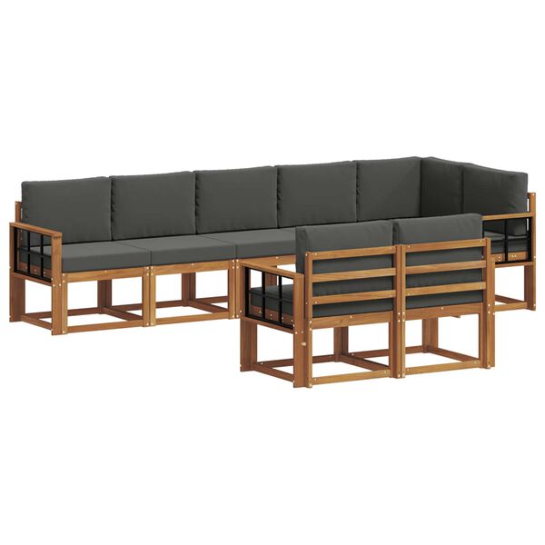 vidaXL Utomhussoffset med kudde 8 pcs Naturlig och Antracit