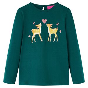 T-shirt med l&aring;nga &auml;rmar f&ouml;r barn m&ouml;rkgr&ouml;n 92
