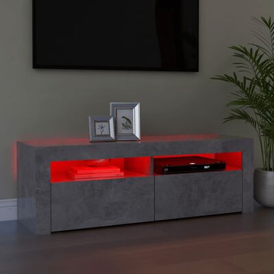 vidaXL TV-bänk med LED-belysning betonggrå 120x35x40 cm