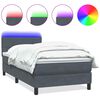 vidaXL Res&aring;rs&auml;ng med madrass och LED m&ouml;rkgr&aring; 100x210 cm sammet