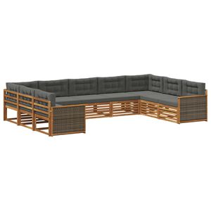 vidaXL Utomhussoffset 9 pcs Naturlig och Antracit Massivt Akaciatr&auml;