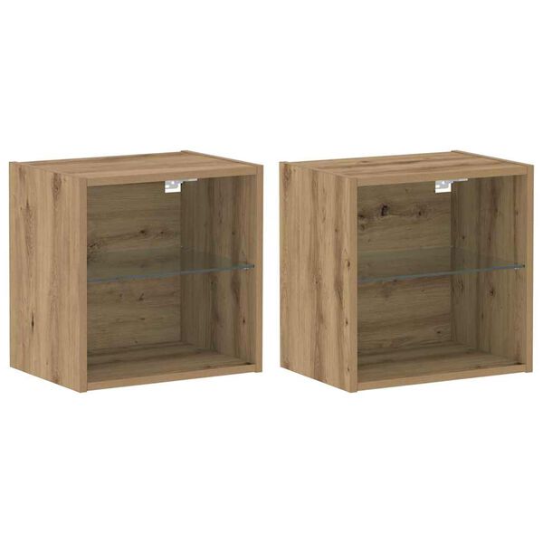 vidaXL Flytande hylla med LED-ljus 2 pcs Brun 40 x 28,5 x 40 cm