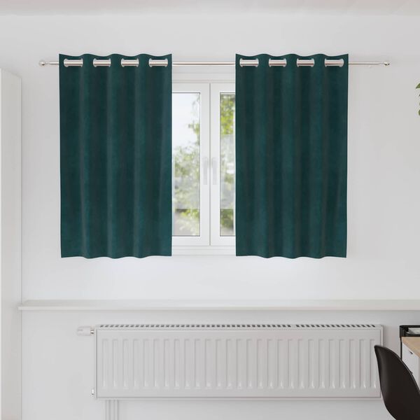 vidaXL M&ouml;rkl&auml;ggningsgardiner 2 pcs M&ouml;rkgr&ouml;n 140 x 140 cm Sammet