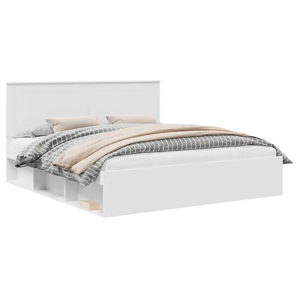 vidaXL S&auml;ngram med huvudgavel Vit 180 x 200 cm Massiv furu