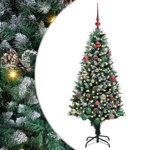vidaXL Konstgjord julgran Gr&ouml;n 150 cm PVC och St&aring;l och Plast