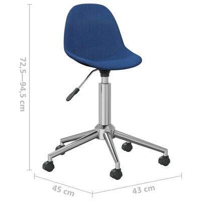 vidaXL Snurrbar kontorsstol blå tyg