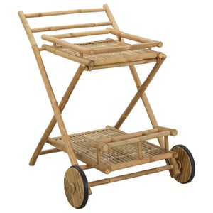 vidaXL Serveringsvagn med hjul Naturlig 79 x 67,5 x 84 cm Bambu