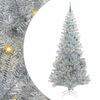 vidaXL Julgran med 300 LED-lampor med stativ Silver 240 cm PET