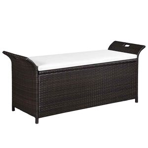 vidaXL F&ouml;rvaringsb&auml;nk med dyna 138 cm konstrotting brun