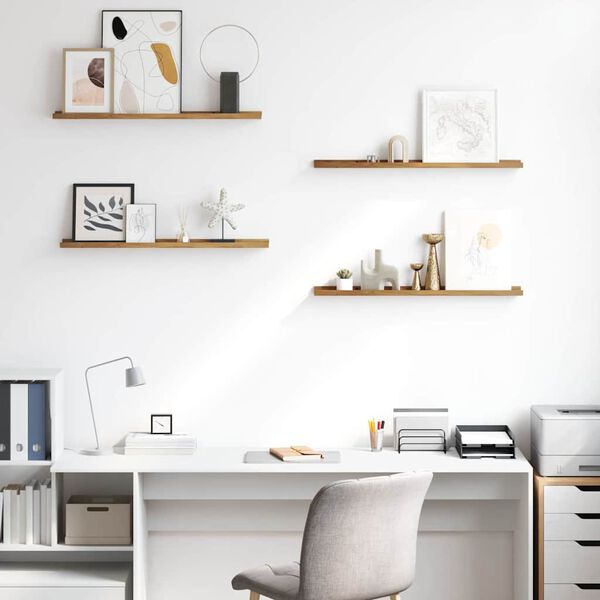vidaXL V&auml;gg hylla med hylla 4 pcs Brun 80 x 9 x 3 cm Konstruerat tr&auml;