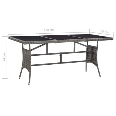 vidaXL Trädgårdsbord grå 170x80x74 cm konstrotting
