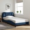 vidaXL Bed Frame with LED without Mattress "Hvar" Blue 100x200 cm Fabric