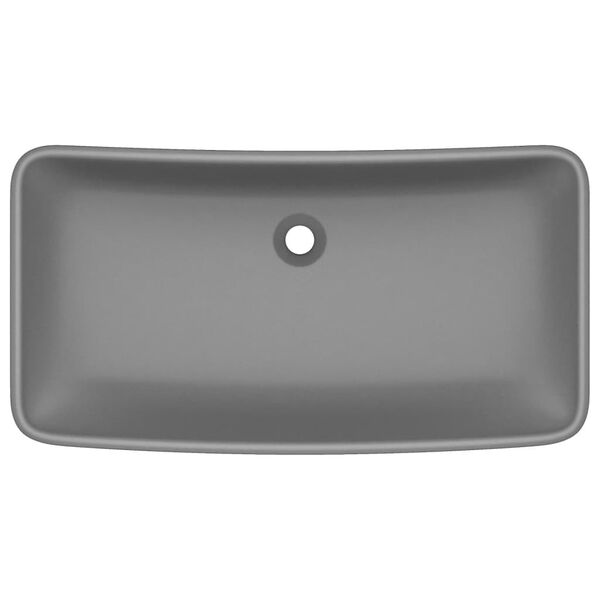 vidaXL Lyxigt rektangul&auml;rt handfat matt m&ouml;rkgr&aring; 71x38 cm keramik