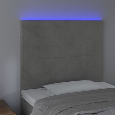 vidaXL Sänggavel LED ljusgrå 90x5x118/128 cm sammet