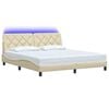 vidaXL Bed Frame with LED without Mattress Cream 180x200 cm Fabric
