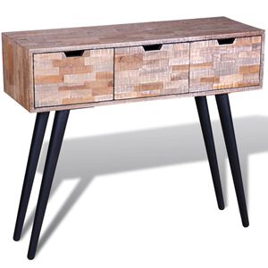 vidaXL Konsolbord med 3 l&aring;dor &aring;tervunnen teak