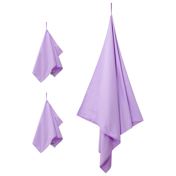 vidaXL Sporthandduk Set 3 pcs Lila Polyester och polyamid