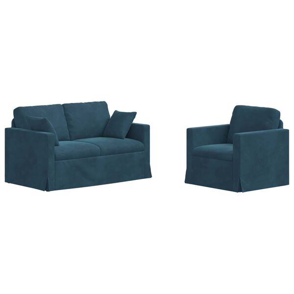 vidaXL Soffa 2 pcs Bl&aring; 138 x 78 x 80 cm Sammet