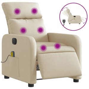 vidaXL Elektrisk massagef&aring;t&ouml;lj gr&auml;ddvit tyg