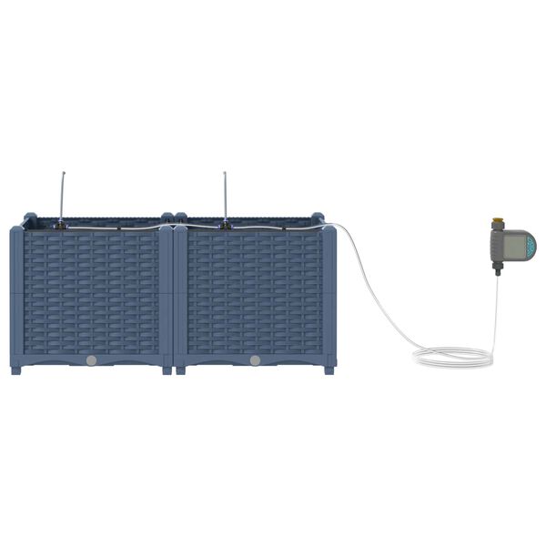 vidaXL Tr&auml;dg&aring;rdsplanterare 2 pcs Gr&aring; 80 x 40 x 37,5 cm Plast