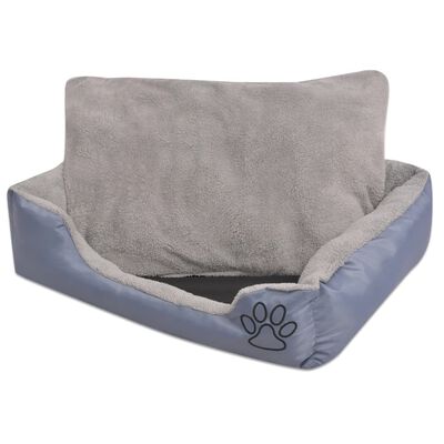 vidaXL Hundbädd med vadderad kudde storlek XL grå