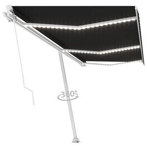 vidaXL Manuell markis med solcellsdriven LED-belysning 6 x 3 m