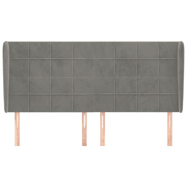 vidaXL S&auml;nggavel med kanter ljusgr&aring; 203x23x118/128 cm sammet