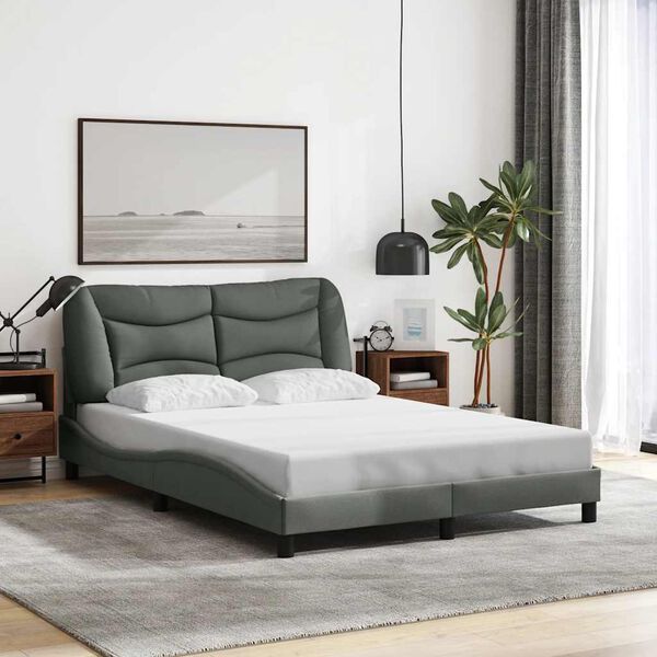 vidaXL Bed Frame without Mattress "Hvar" Dark Grey 140x190 cm Fabric