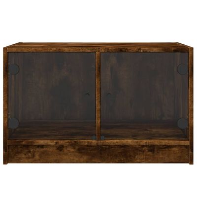 vidaXL Soffbord med glasdörrar rökfärgad ek 68x50x42 cm