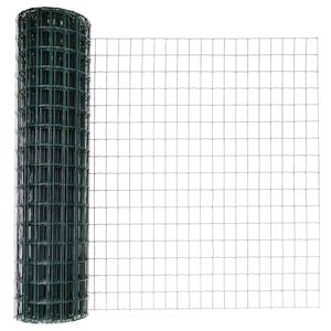 vidaXL Euro Staket med St&ouml;d 10 x 1 m PVC-belagda st&aring;l Gr&ouml;n Mesh