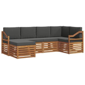 vidaXL Sektionsoffgrupp 6 pcs Naturlig och Antracit Massivt Akaciatr&auml;