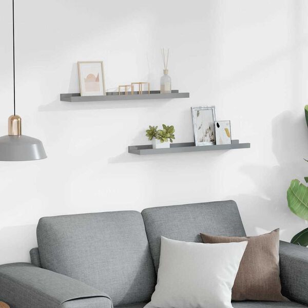 vidaXL Tavellist 2 st gr&aring; 60x9x3 cm MDF